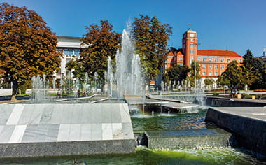 The fountains outside Pleven Town Hall